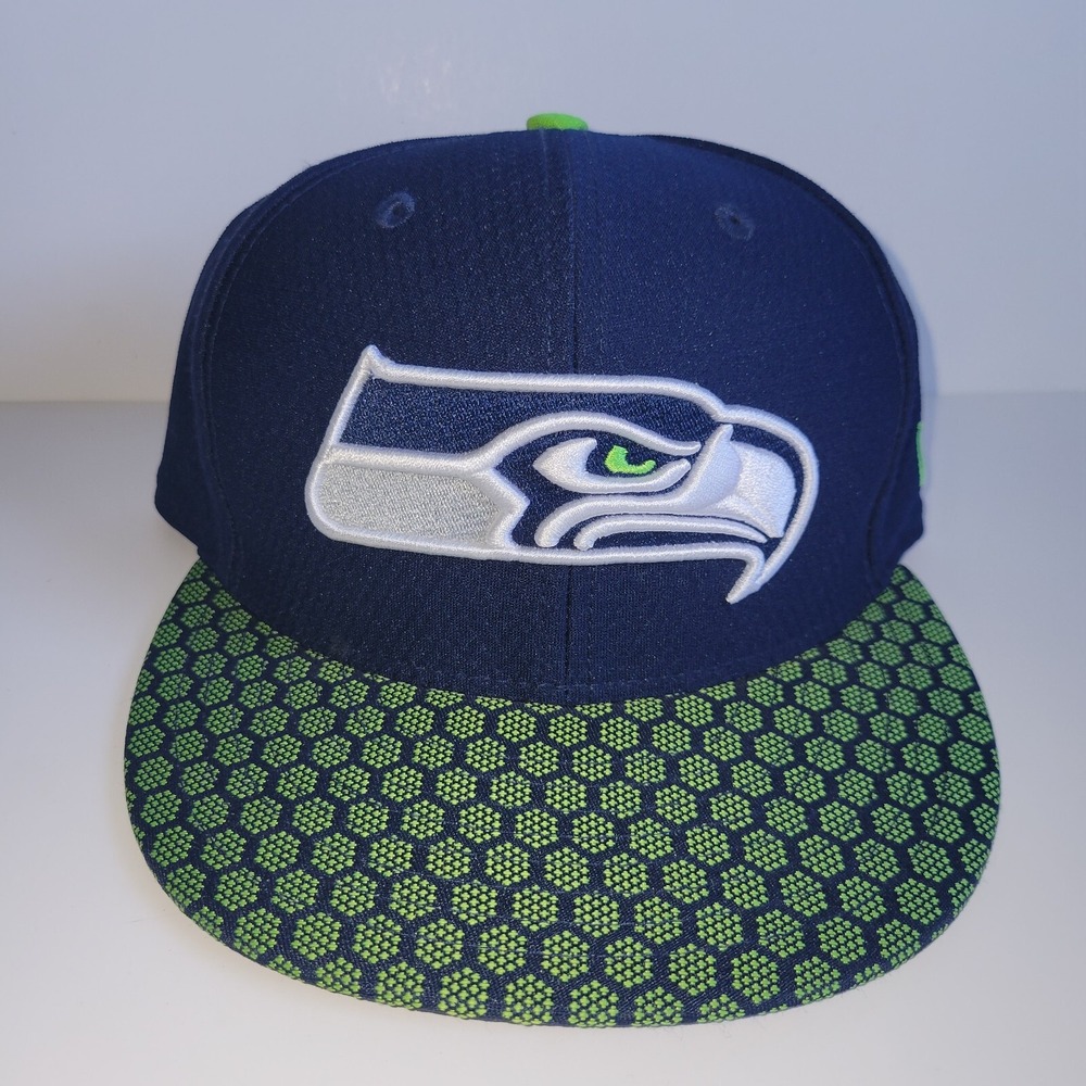 New Era 59fifty Seattle Seahawks On Field Hat Cap Size 7 1/8 Blue Green White